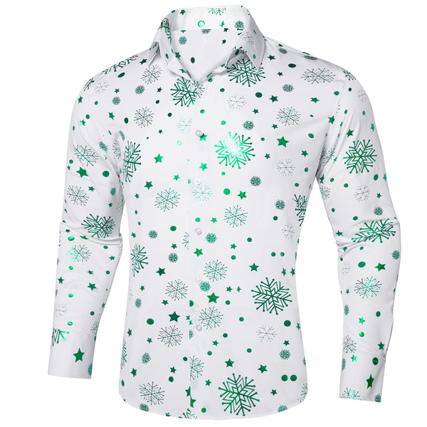 White Green Snowflakes Long Sleeve Shirt Christmas