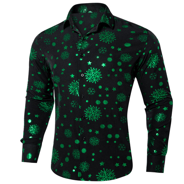 Black Green Snowflakes Long Sleeve Shirt Christmas