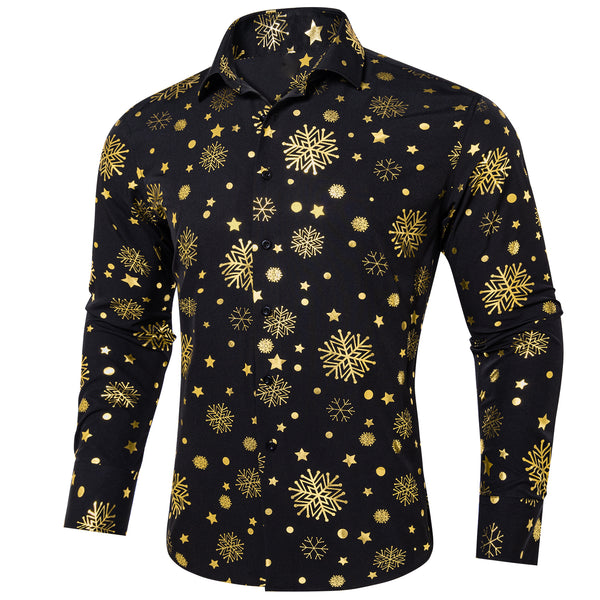 Black Gold Snowflakes Long Sleeve Shirt Christmas