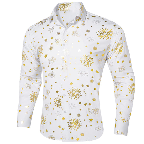 White Gold Snowflakes Long Sleeve Shirt Christmas