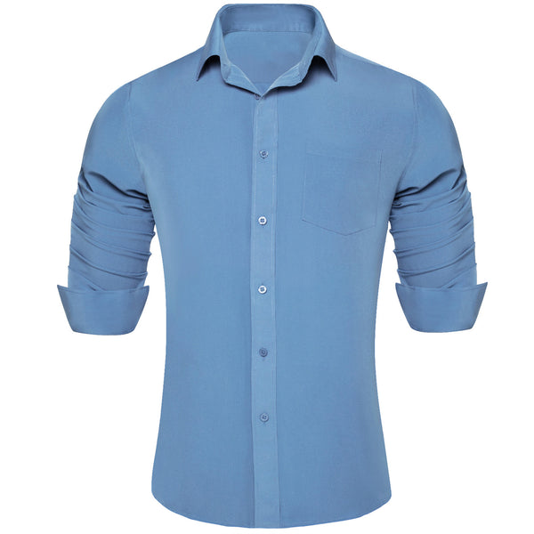 Steel Blue Men's Silk Shirt