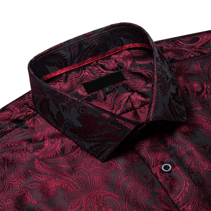 Ties2you Button Down Shirt Maroon Red Paisley Long Sleeve Dress Shirts ties2you Ties2you Button Down Shirt Maroon Red Paisley Long Sleeve Dress Shirts ties2you