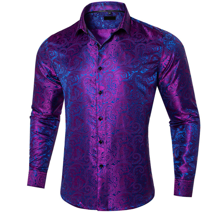Ties2you Button Down Shirt Purple Blue Floral Mens Business Shirts