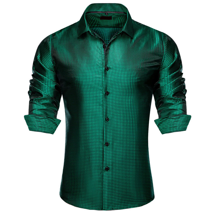 Ties2you Silk Shirt Emerald Green Plaid Button Down Mens Dress Shirt ties2you Ties2you Silk Shirt Emerald Green Plaid Button Down Mens Dress Shirt ties2you