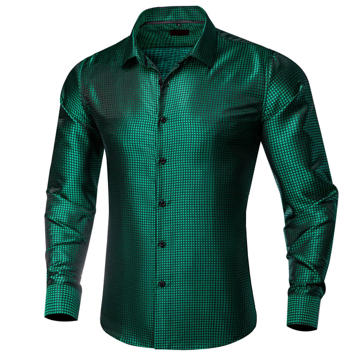 Ties2you Silk Shirt Emerald Green Plaid Button Down Mens Dress Shirt ties2you Ties2you Silk Shirt Emerald Green Plaid Button Down Mens Dress Shirt ties2you
