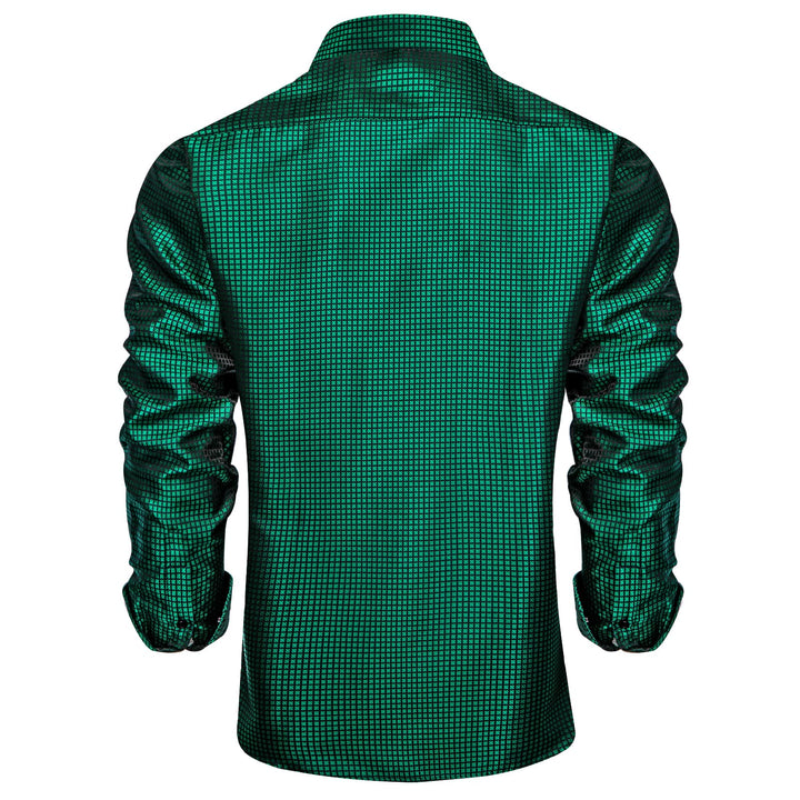 Ties2you Silk Shirt Emerald Green Plaid Button Down Mens Dress Shirt ties2you Ties2you Silk Shirt Emerald Green Plaid Button Down Mens Dress Shirt ties2you