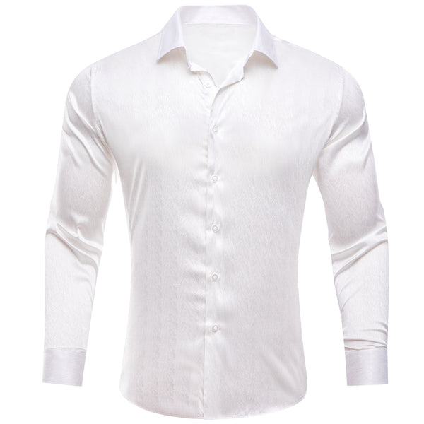 White Novelty Silk Men's Long Sleeve Shirt
