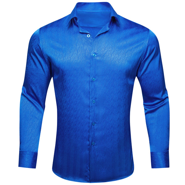 Klein Blue Novelty Silk Men's Long Sleeve Shirt