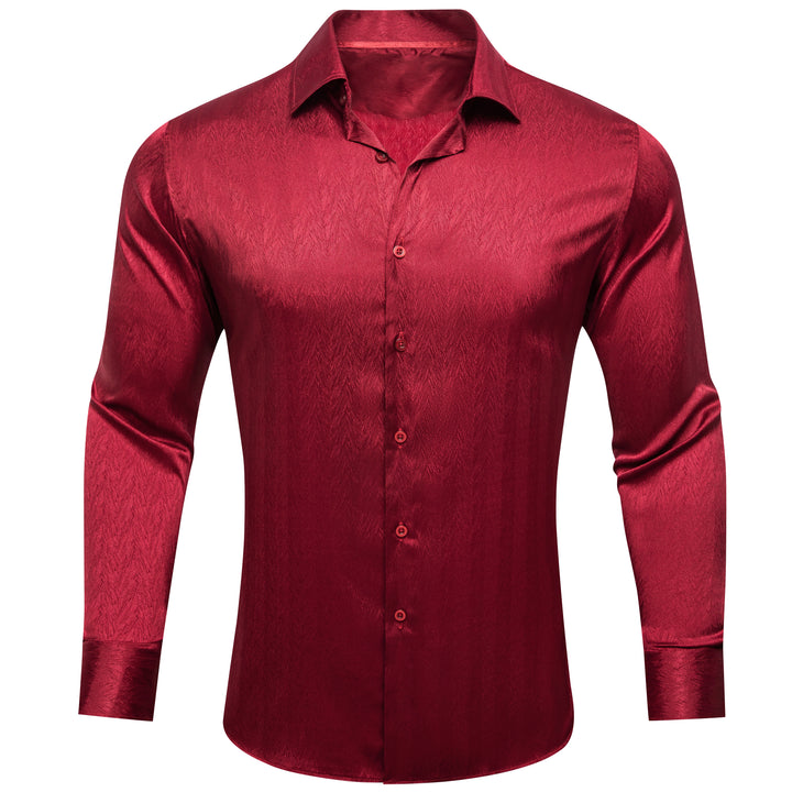 Red Novelty Silk Men's Long Sleeve Shirt