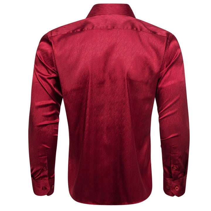 Red Novelty Silk Men's Long Sleeve Shirt