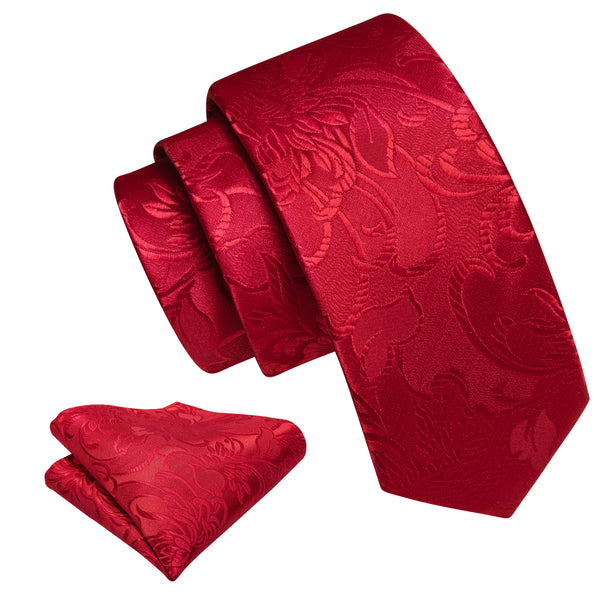 Classic Red Paisley Silk Children's Necktie Pocket Square Set