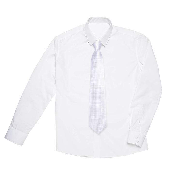 Ghost White Plaid Silk Tie