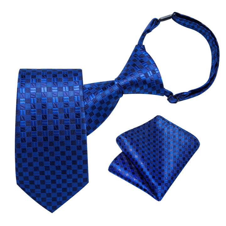 Cobalt Blue Plaid Woven Silk Tie