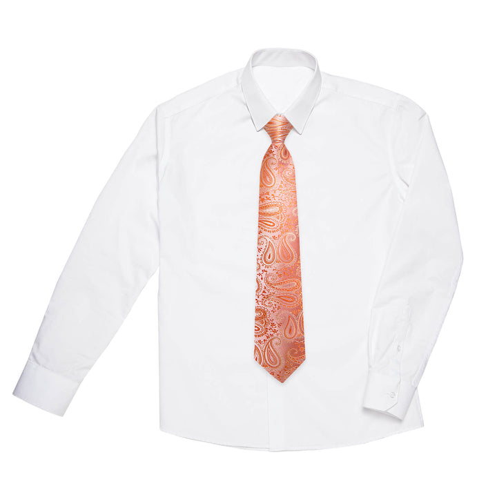 Pink Orange Paisley Silk Boys Tie