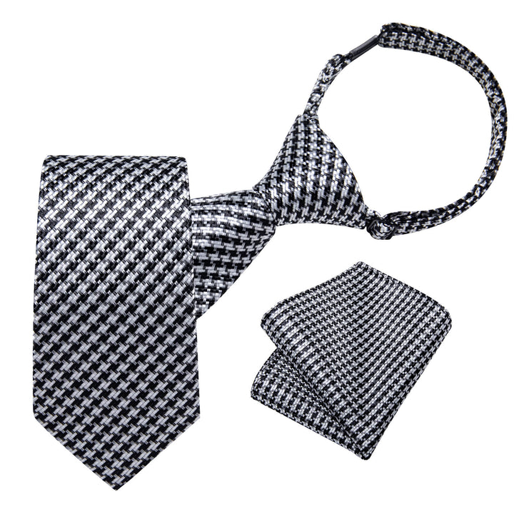 Black White Striped Silk Tie