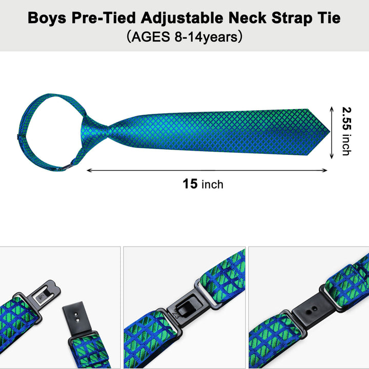 Jade Green Blue Plaid Silk Tie