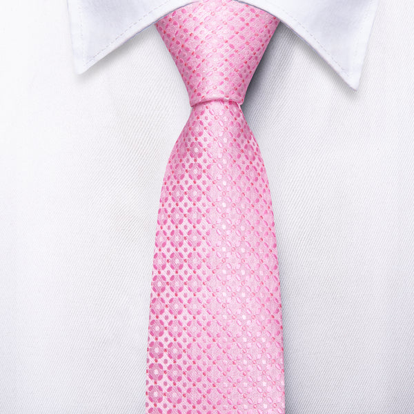 Pink Blush Geometric Silk Children's Necktie Pocket Square Set