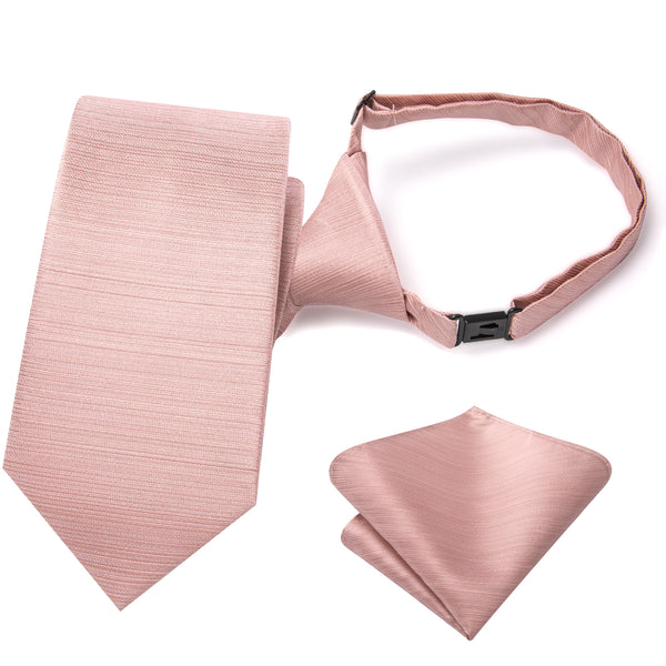 Ties2you Kids Tie Light Pink Silk Children's Pre-Tied Necktie Pocket Square Set