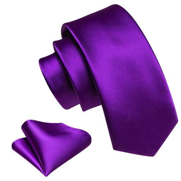 Purple Solid Silk Children's Necktie Pocket Square Set