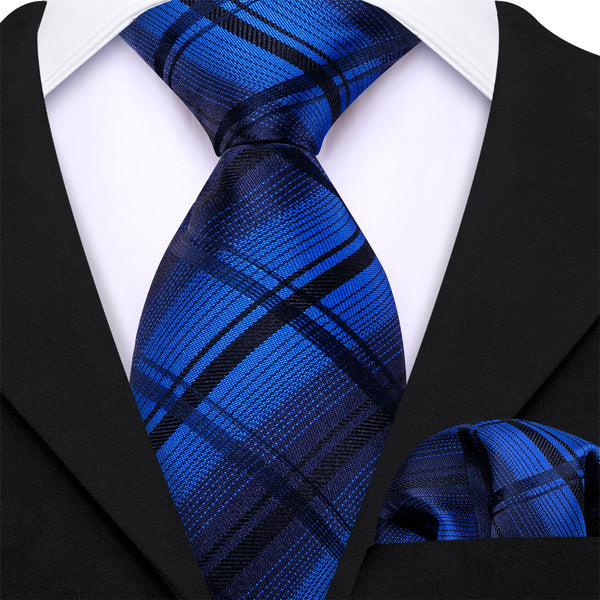  Blue Black Woven Plaid Silk Children's Tie
