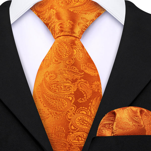 Hot Orange Paisley Jacquard Children's Tie