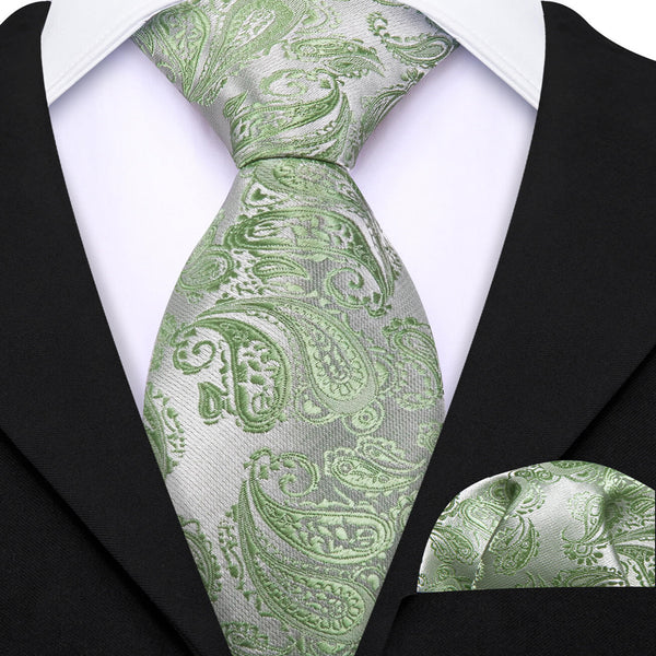  Sage Green Paisley Children's Silk Tie