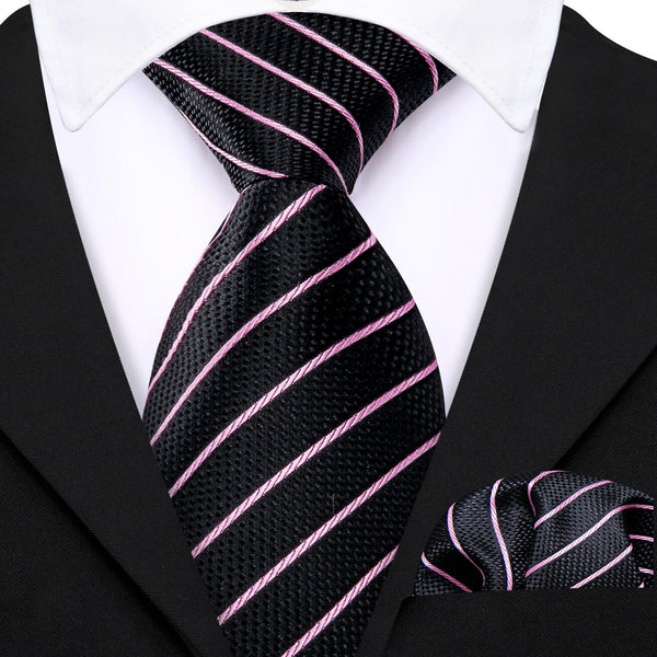 Black Purple Striped Children's Silk Tie