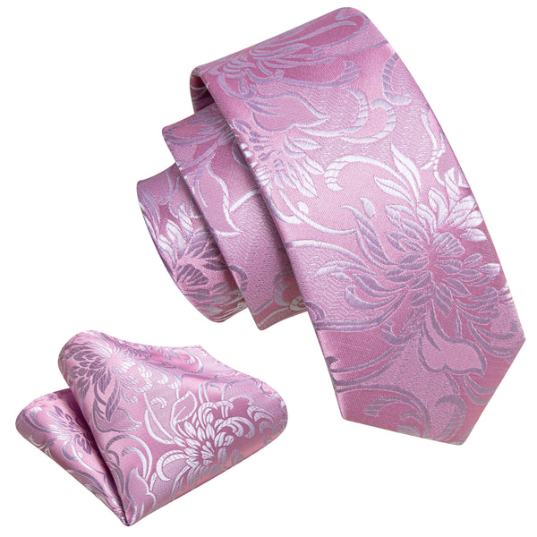 Mist Purple Floral Silk Children's Necktie Pocket Square Set