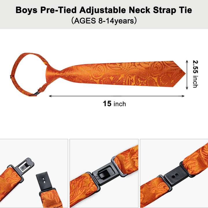 Tiger Orange Paisley Silk Boys Ties