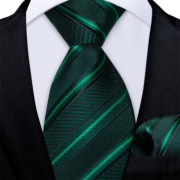 Sapphire Pine Green Striped Silk Boys Ties 