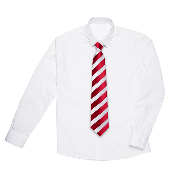 Red White Striped Children's Pre-Tied Necktie Hanky Set