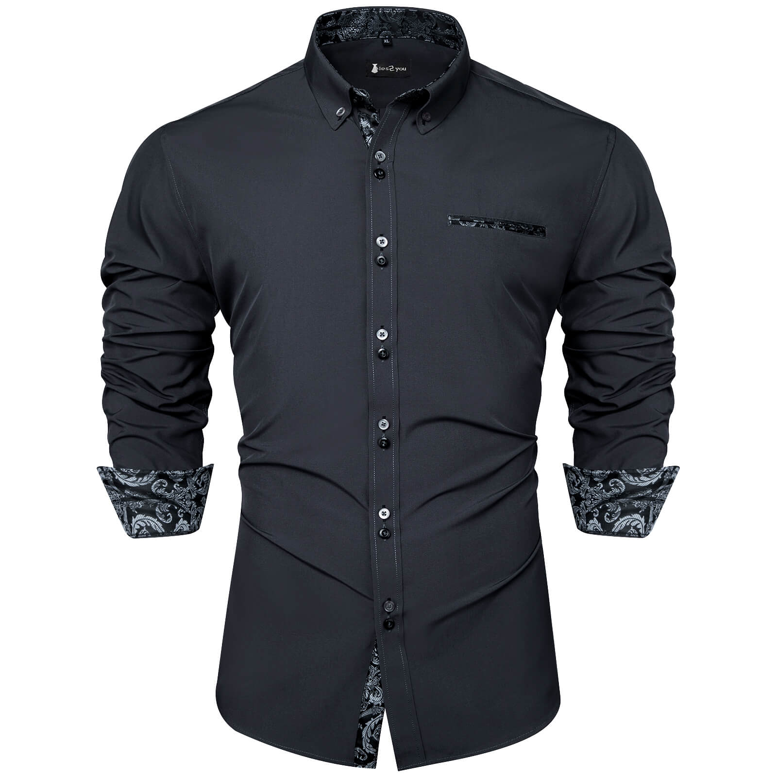 Ties2you Splicing Shirt Champagne With Polka Dot Edge long