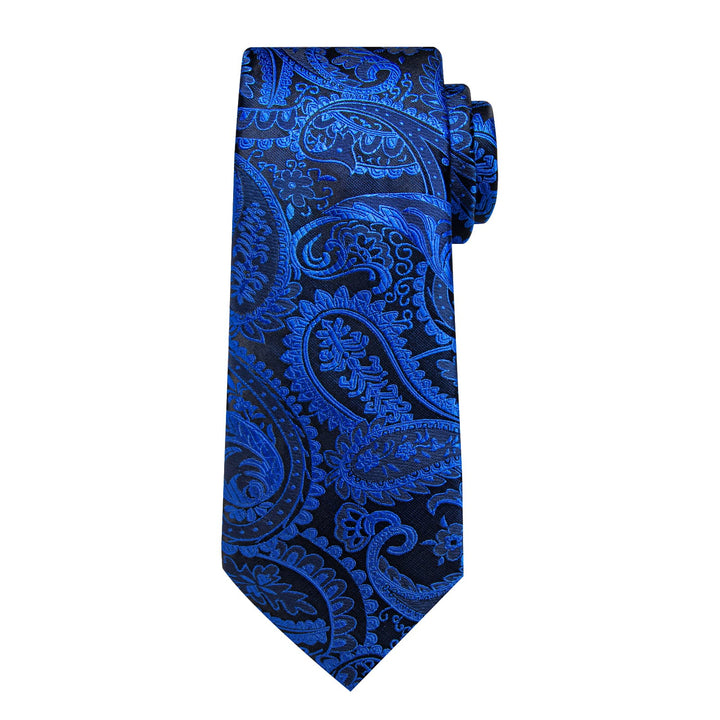 silk mens azure blue paisley ties handkerchief cufflinks set for suit dress