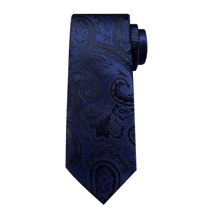 silk deep blue floral wedding ties pocket square cufflinks set for mens suit top