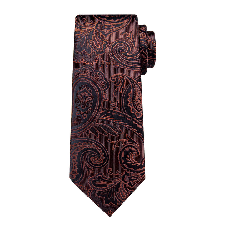 peanut brown paisley silk mens ties handkerchief cufflinks set for business