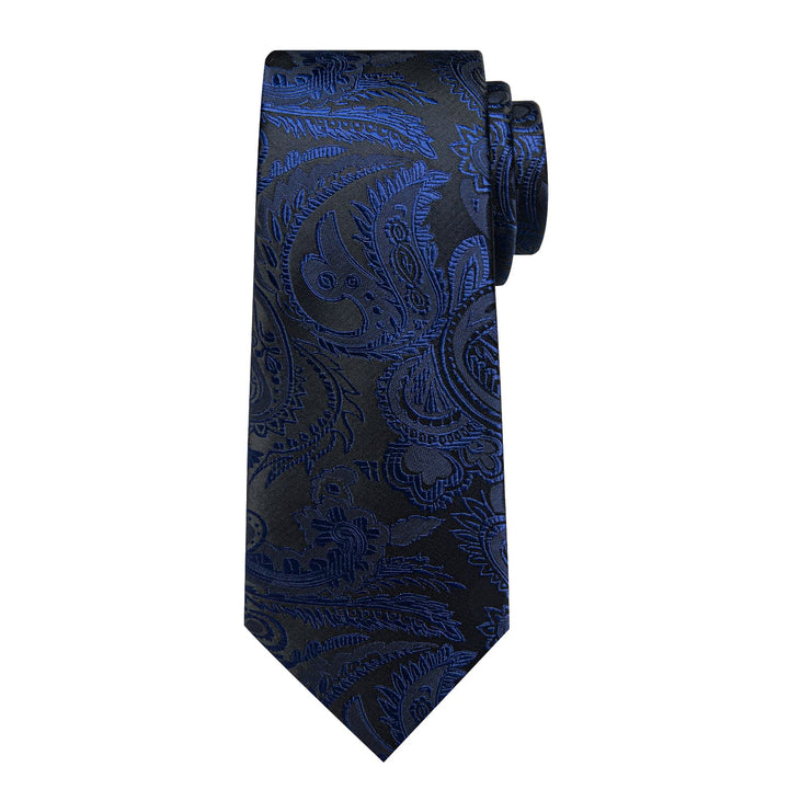 mens silk navy blue floral ties pocket square cufflinks set for office business