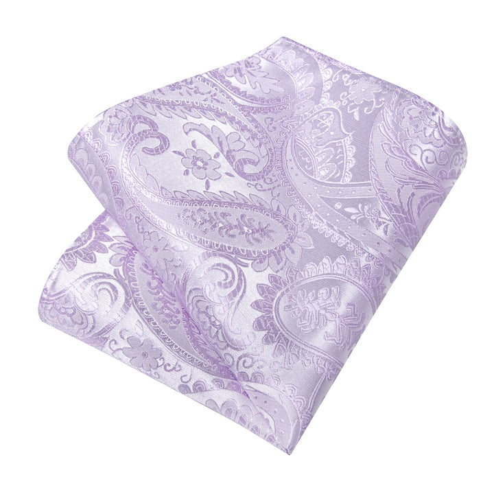 Periwinkle Purple paisley silk mens ties pocket square cufflinks set for wedding