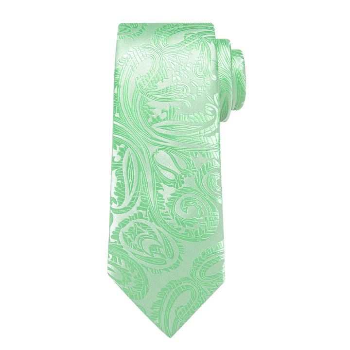 Formal Ties Sea Foam Green Paisley Silk Mens Tie Hanky Cufflinks Set for Tuxedo Dress