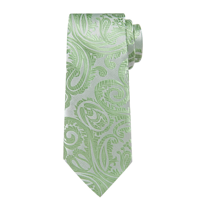 paisley silk mens Sage Green ties pocket square cufflinks set for business