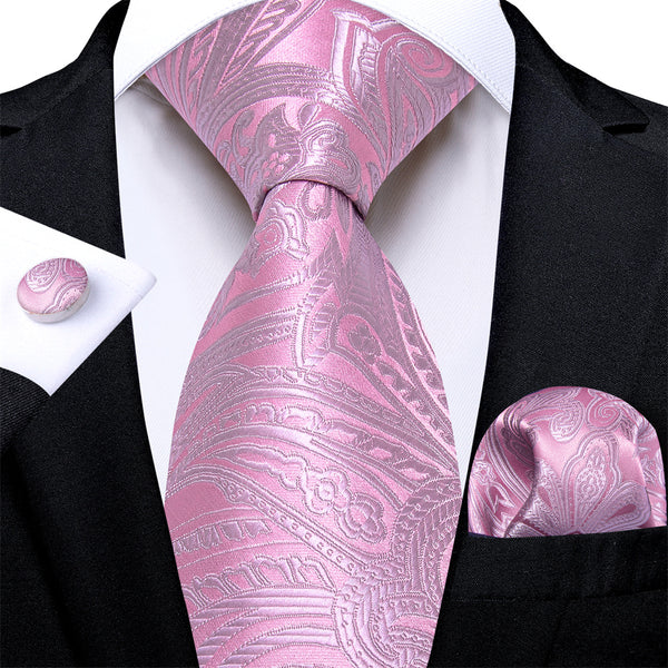 Ties2you Mens Tie Light Purple Paisley Necktie Pocket Square Cufflinks Set