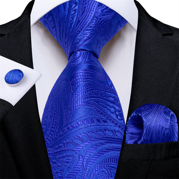 Ties2you Mens Tie Dark Blue Paisley Necktie Pocket Square Cufflinks Set