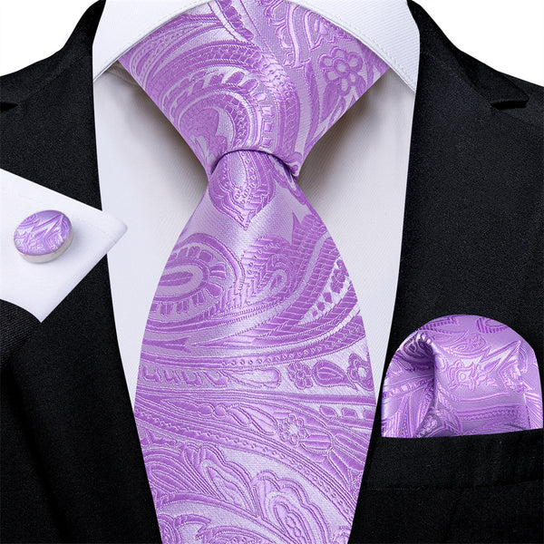 Ties2you Mens Tie Purple Paisley Necktie Pocket Square Cufflinks Set