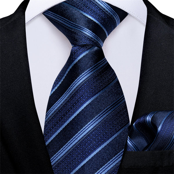 Kids Tie Deep Blue Striped Woven Silk Tie