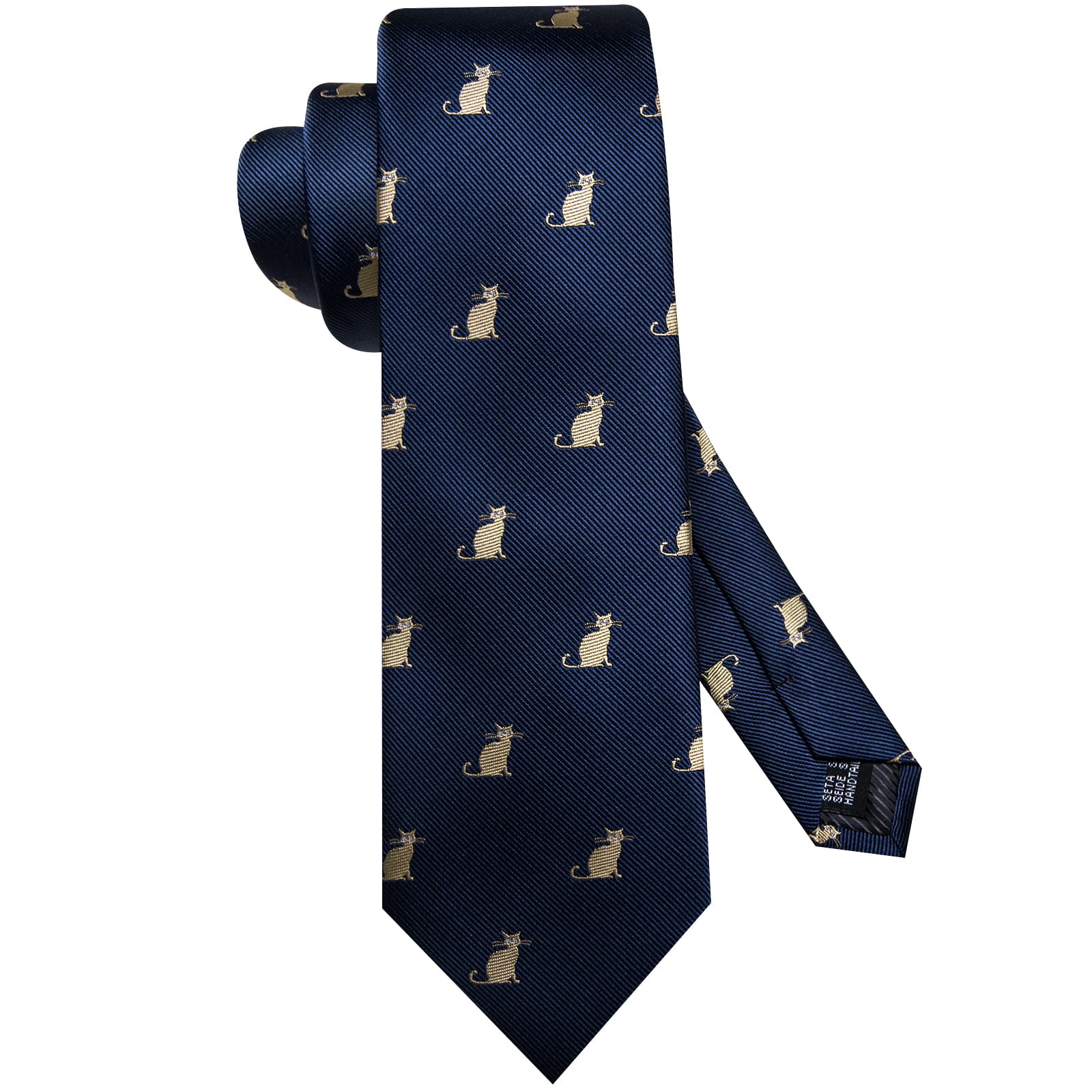 Ties2you Silk Necktie Deep Blue Fun Novelty Cats Casual Mens Tie
