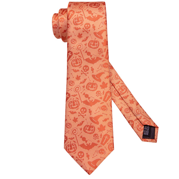 Ties2you Orange Pumpkin Halloween Necktie Pocket Square Cufflinks Set