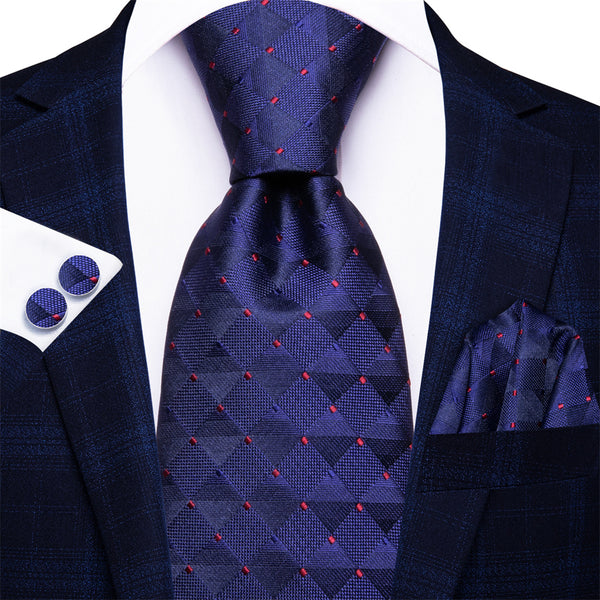 Ties2you Sapphire Blue Men's Necktie Pocket Square Cufflinks Set