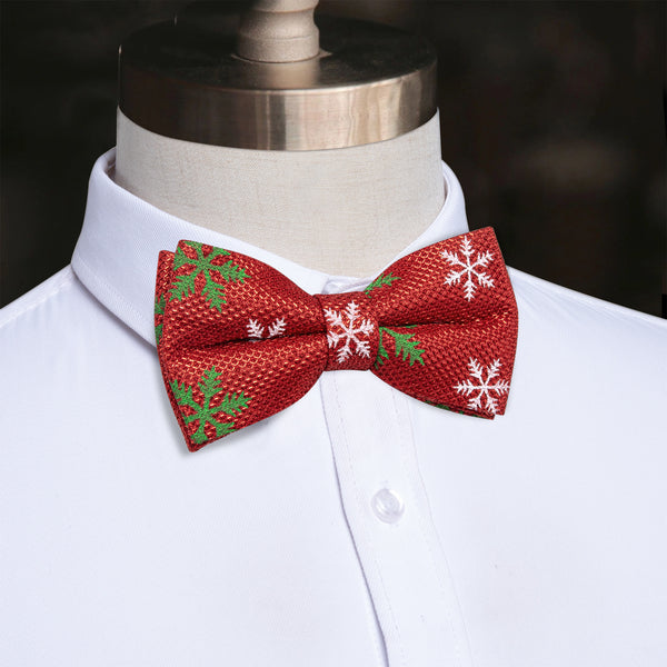 Ties2you Red Mens Bow Tie Snowflake Pre-tied Bowtie for Holiday