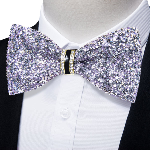 Ties2you Imitated Crystal Tie Pink Purple Men's Pre-Tied Bowtie For Party