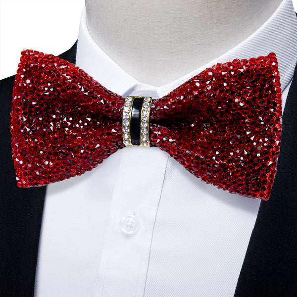 Crimson Imitated Crystal Men's Pre-tied Bowtie for Party