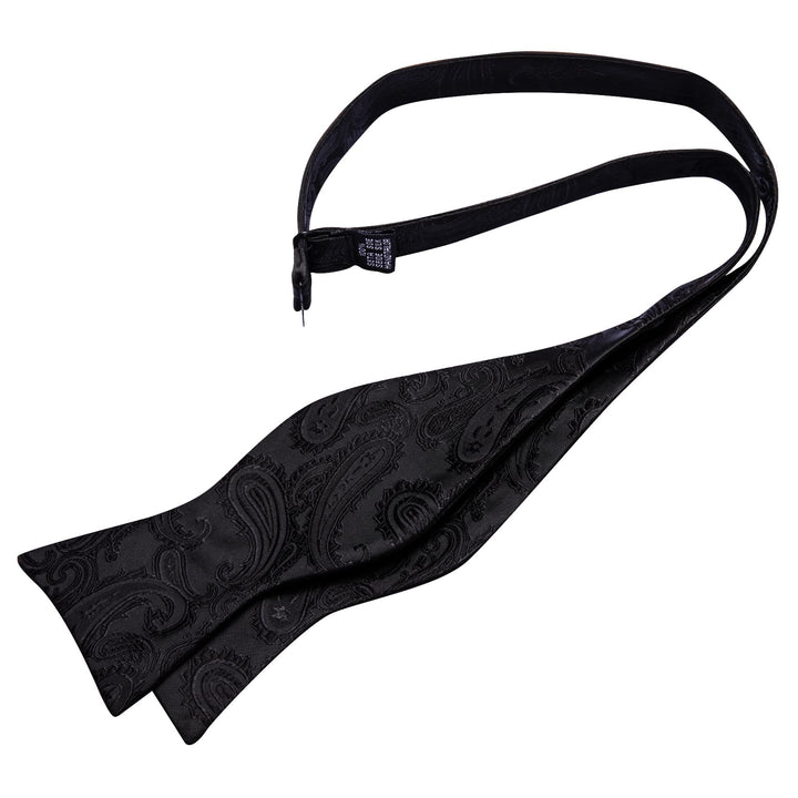 paisley black self-tied bow tie for men